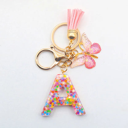 Casual Simple Style Letter Flower Butterfly Plastic Resin Sequins Epoxy Bag Pendant Keychain