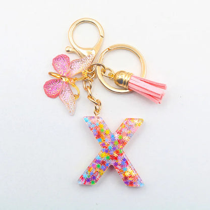 Casual Simple Style Letter Flower Butterfly Plastic Resin Sequins Epoxy Bag Pendant Keychain