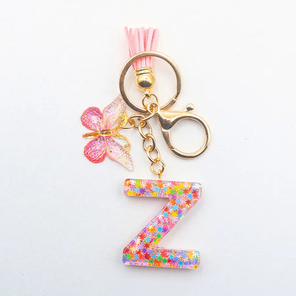 Casual Simple Style Letter Flower Butterfly Plastic Resin Sequins Epoxy Bag Pendant Keychain