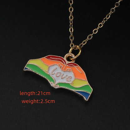 Casual Simple Style Letter Gesture Alloy Enamel Unisex Pendant Necklace