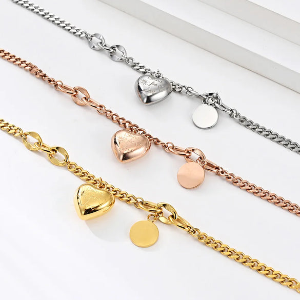 Casual Simple Style Letter Heart Shape 304 Stainless Steel 18K Gold Plated Bracelets In Bulk