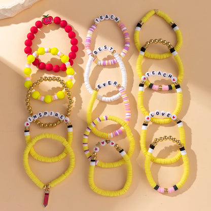 Casual Simple Style Letter Heart Shape CCB Soft Clay Wholesale Bracelets