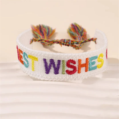 Casual Simple Style Letter Heart Shape Polyester Wholesale Drawstring Bracelets