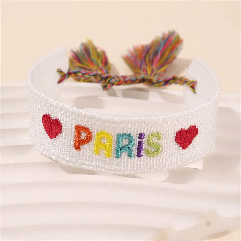 Casual Simple Style Letter Heart Shape Polyester Wholesale Drawstring Bracelets