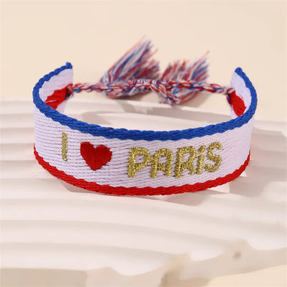 Casual Simple Style Letter Heart Shape Polyester Wholesale Drawstring Bracelets