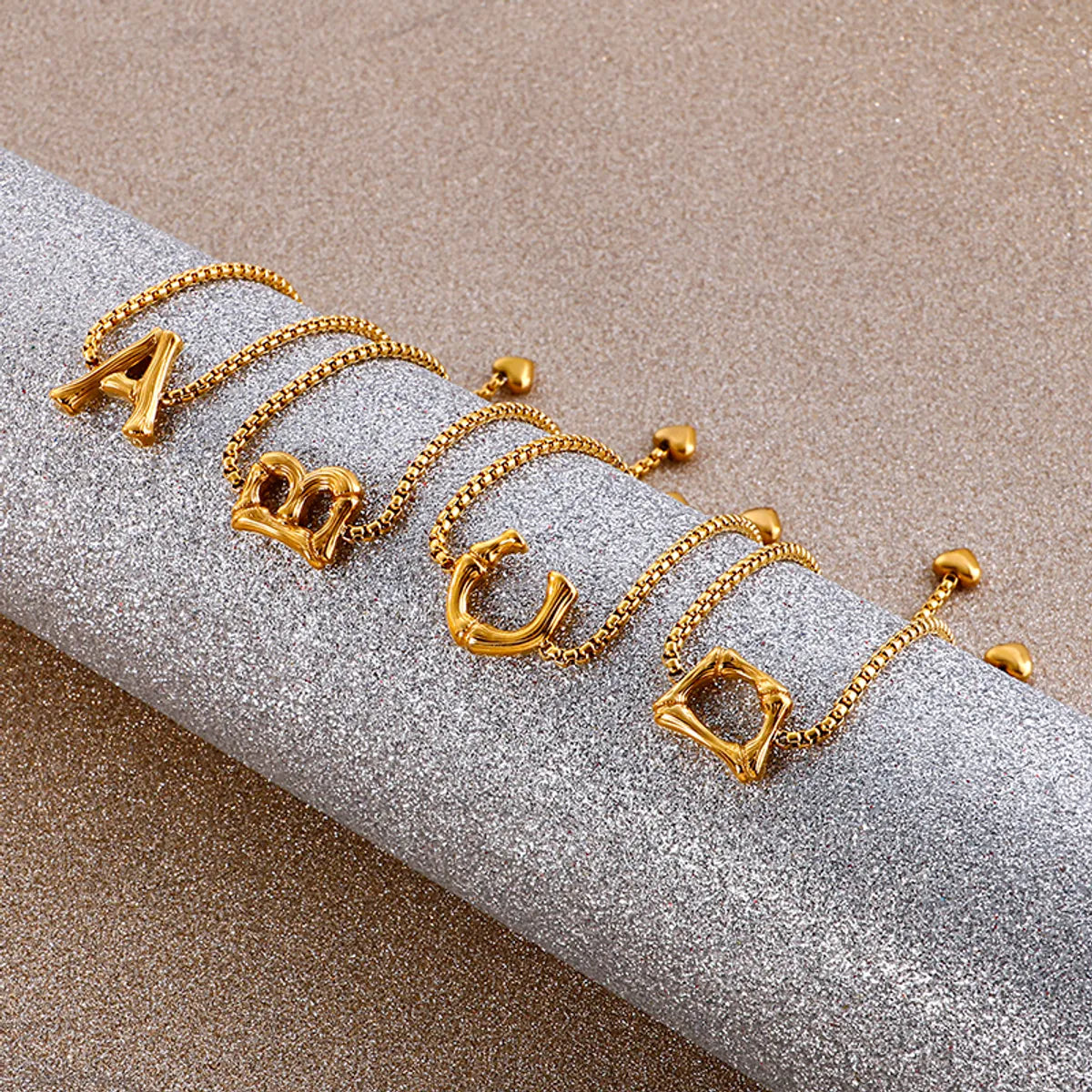 Casual Simple Style Letter Heart Shape Stainless Steel 18k Gold Plated Bracelets In Bulk