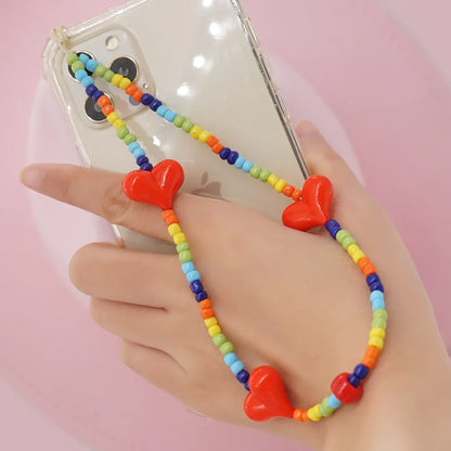 Casual Simple Style Letter Star Heart Shape Arylic Beaded Mobile Phone Chain