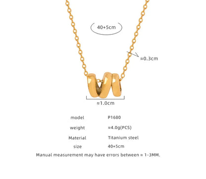 Wholesale Jewelry Casual Simple Style Letter Titanium Steel 18K Gold Plated Plating Pendant Necklace