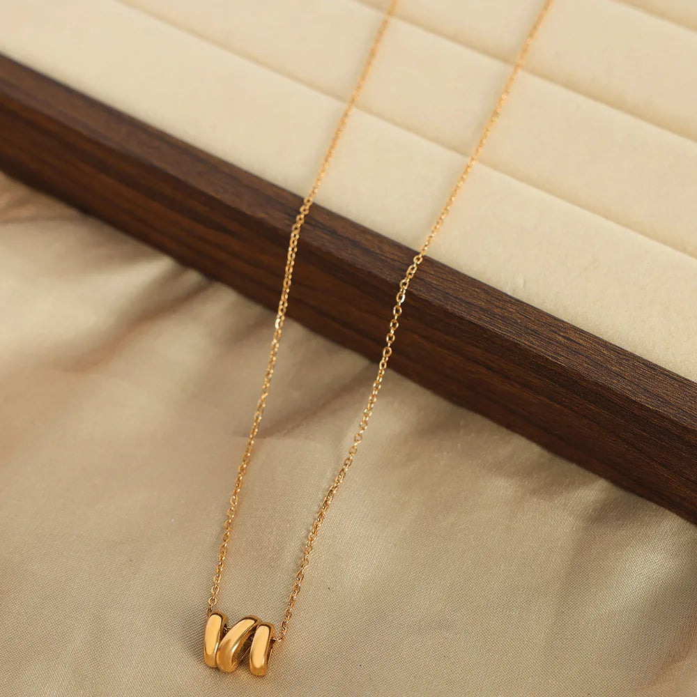 Wholesale Jewelry Casual Simple Style Letter Titanium Steel 18K Gold Plated Plating Pendant Necklace