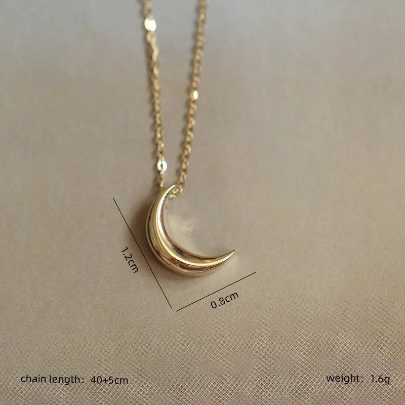 Casual Simple Style Moon Sterling Silver Plating Gold Plated Pendant Necklace