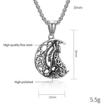 Casual Simple Style Moon Wolf 304 Stainless Steel Hollow Out 18K Gold Plated Unisex Pendant Necklace