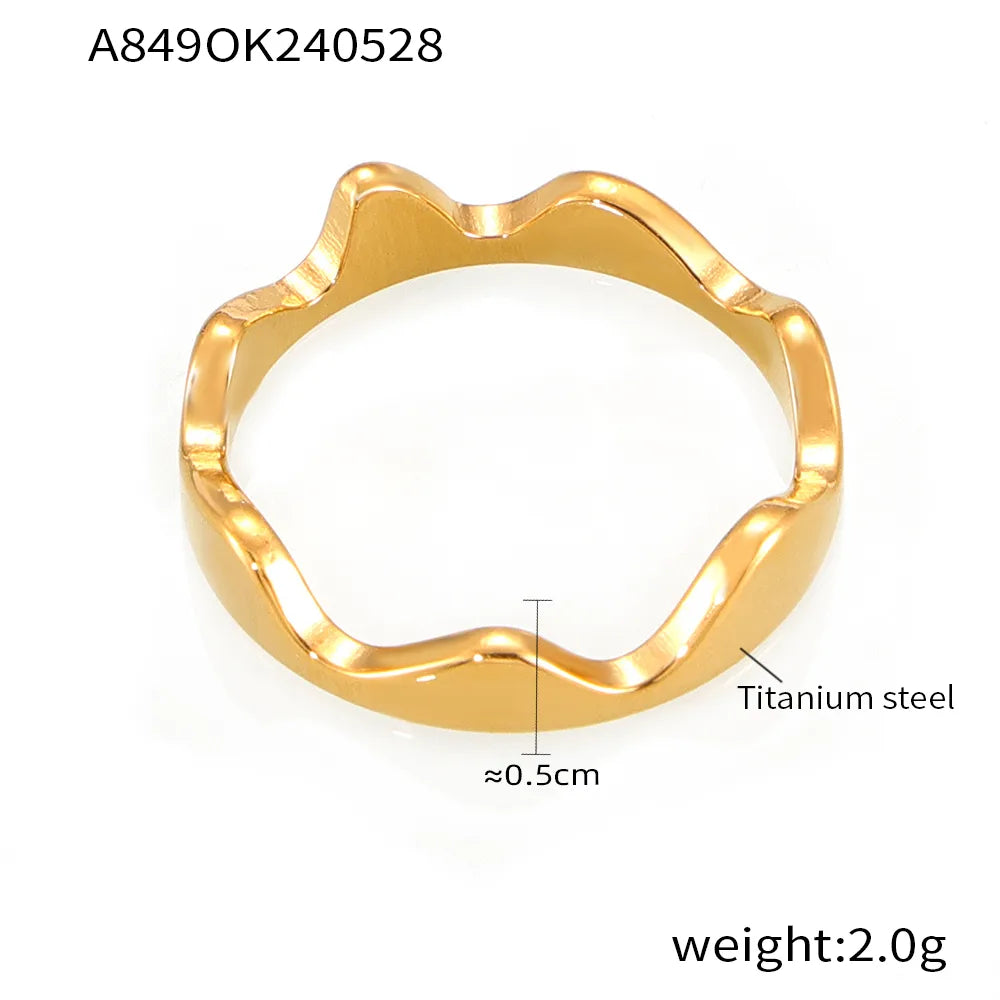 Casual Simple Style Mountain Sea Wave 304 Stainless Steel Plating 18K Gold Plated Unisex Rings