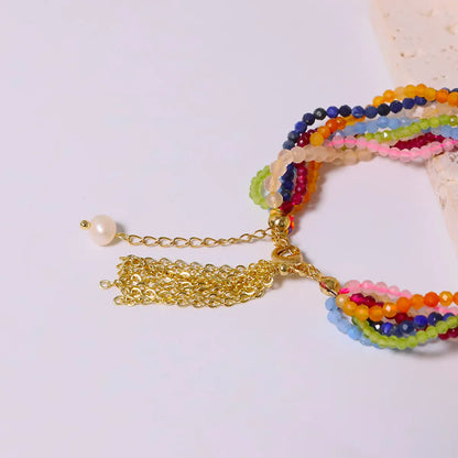 Casual Simple Style Multicolor Mixed Materials Beaded Plating 18k Gold Plated Women's Bracelets