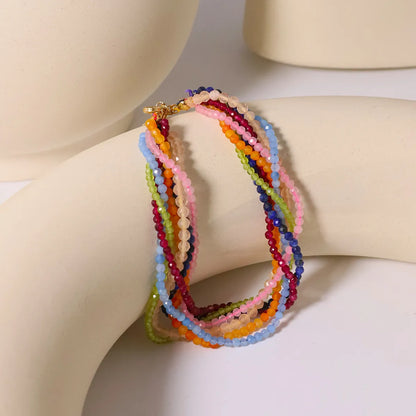 Casual Simple Style Multicolor Mixed Materials Beaded Plating 18k Gold Plated Women's Bracelets