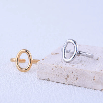 Casual Simple Style Oval Stainless Steel Plating 18k Gold Plated Open Rings