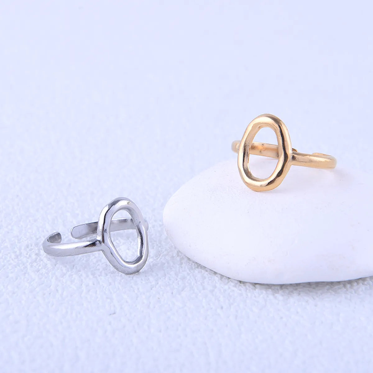 Casual Simple Style Oval Stainless Steel Plating 18k Gold Plated Open Rings