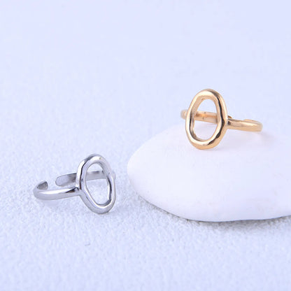 Casual Simple Style Oval Stainless Steel Plating 18k Gold Plated Open Rings