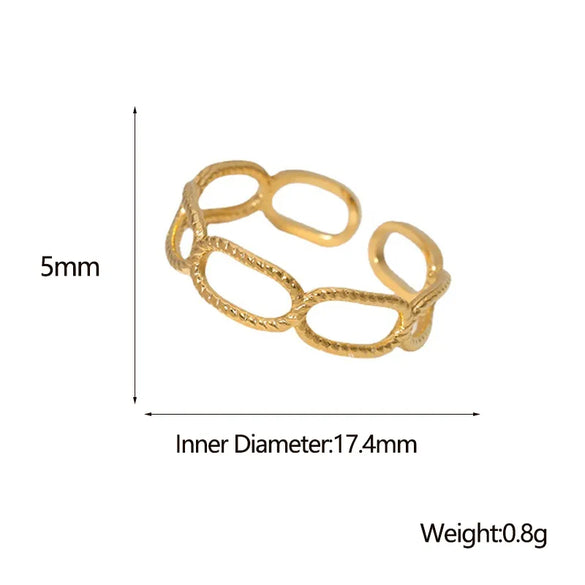 Casual Simple Style Oval Stainless Steel Plating Hollow Out Open Ring