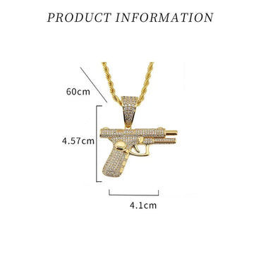 Casual Simple Style Pistol Alloy Inlay Rhinestones Unisex Pendant Necklace