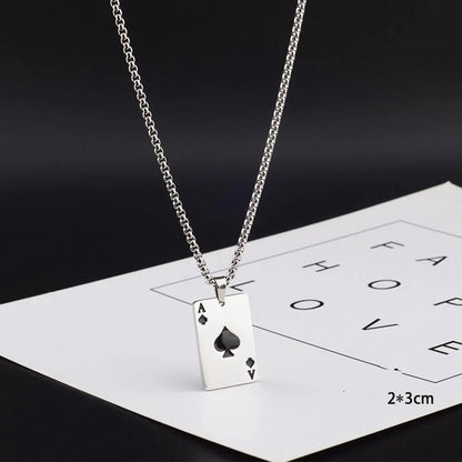 Casual Simple Style Poker Titanium Steel Polishing Enamel Unisex Pendant Necklace