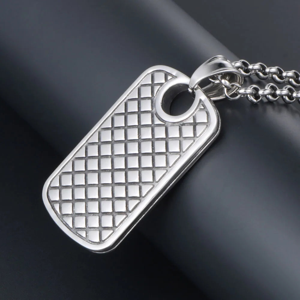 Casual Simple Style Rhombus Rectangle 304 Stainless Steel Men'S Pendant Necklace