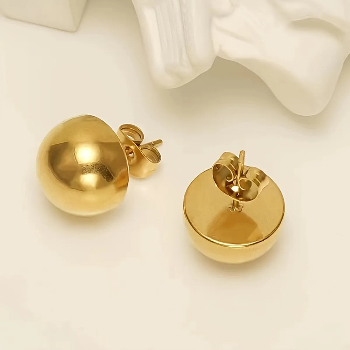 Casual Simple Style Round 201 Stainless Steel Gold Plated Ear Studs