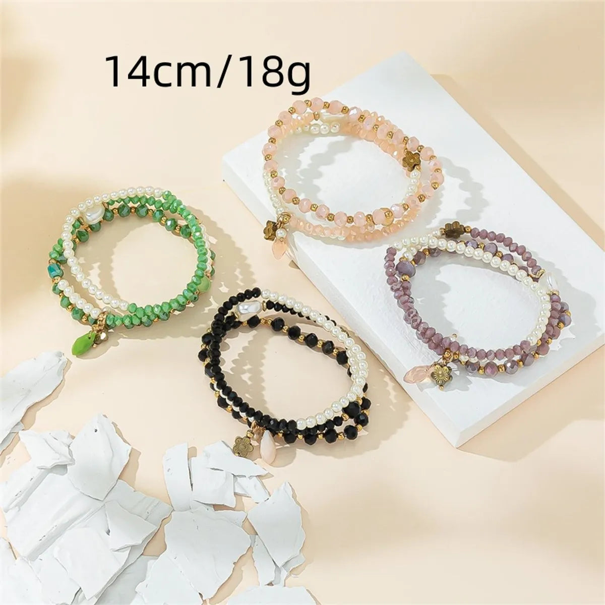 Casual Simple Style Round Artificial Crystal Beaded Women's Bracelets