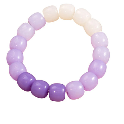 Casual Simple Style Round Gradient Color Plastic Beaded Plating Women's Bracelets