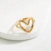 Wholesale Jewelry Casual Simple Style Round Heart Shape 304 Stainless Steel Rhinestones 14K Gold Plated Plating Inlay Open Rings