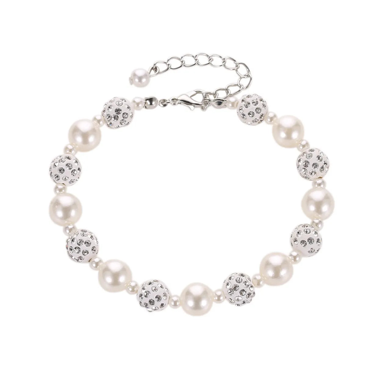 Casual Simple Style Round Imitation Pearl Resin Plating Inlay Rhinestones Women'S Bracelets