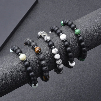 Casual Simple Style Round Natural Stone Beaded Unisex Bracelets