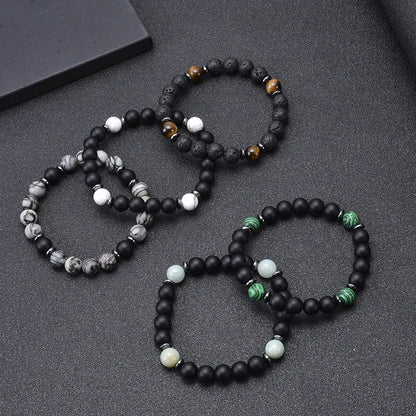 Casual Simple Style Round Natural Stone Beaded Unisex Bracelets