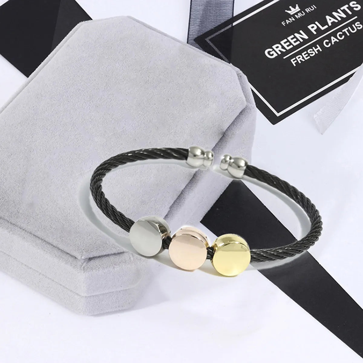 Casual Simple Style Round Stainless Steel Copper Bangle