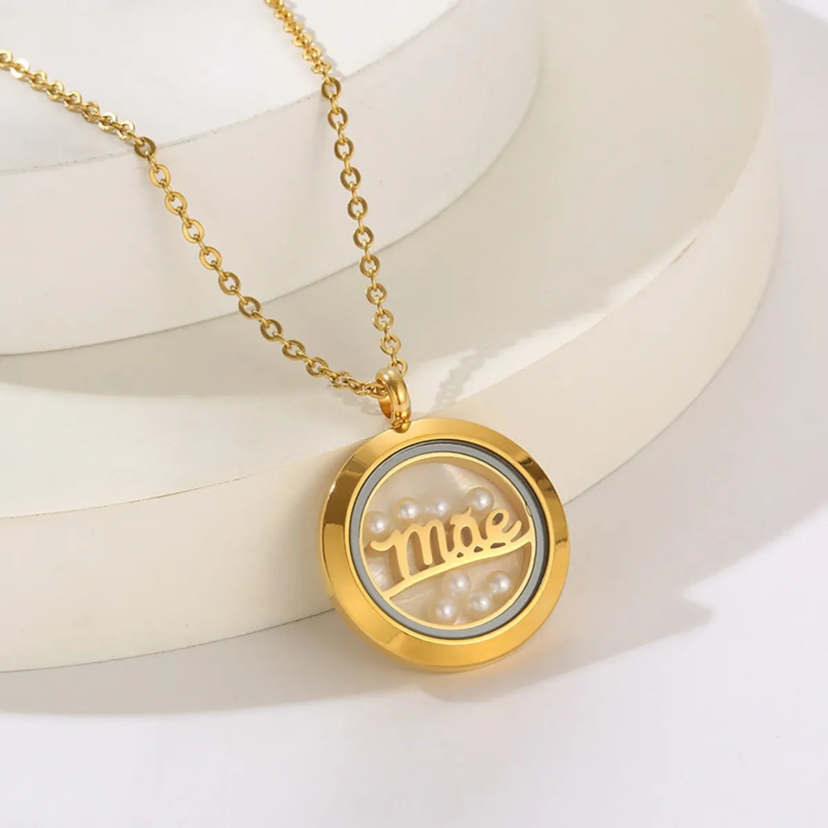 Casual Simple Style Round Stainless Steel Plating 18k Gold Plated Pendant Necklace