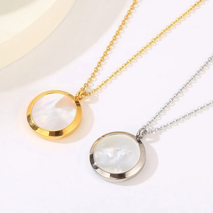 Casual Simple Style Round Stainless Steel Plating 18k Gold Plated Pendant Necklace