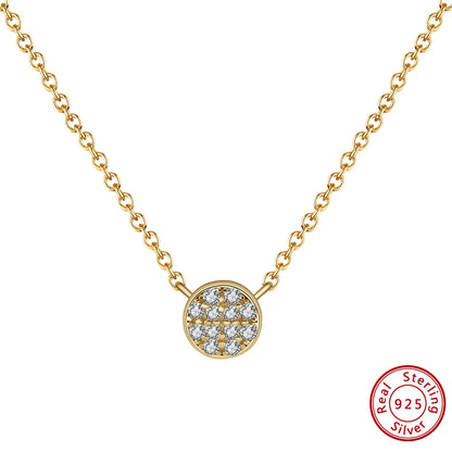 Casual Simple Style Round Sterling Silver Plating Inlay Zircon 14k Gold Plated Silver Plated Necklace