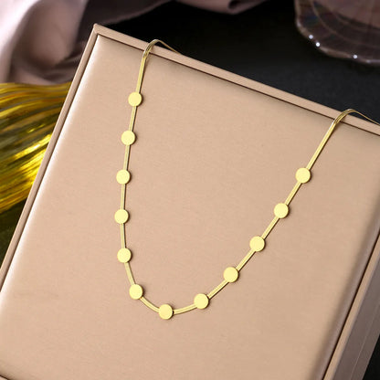 Casual Simple Style Round Titanium Steel Plating 18k Gold Plated Necklace