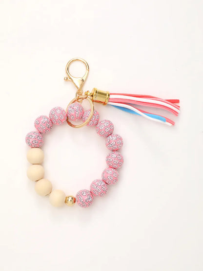 Casual Simple Style Round Wood Beaded Keychain