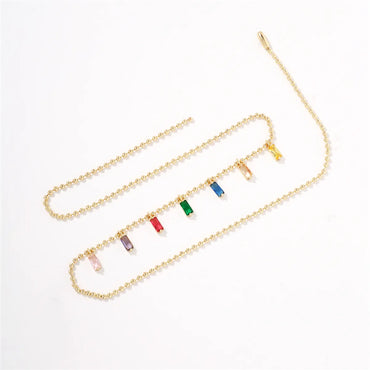 Casual Simple Style Shiny Colorful Copper Plating Inlay Zircon Gold Plated Necklace