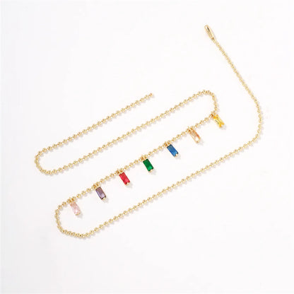 Casual Simple Style Shiny Colorful Copper Plating Inlay Zircon Gold Plated Necklace