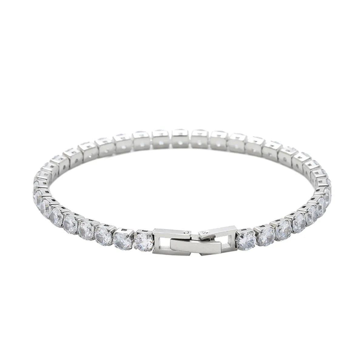 Casual Simple Style Shiny Geometric Titanium Steel Zircon Bracelets In Bulk