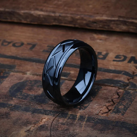 Casual Simple Style Solid Color 201 Stainless Steel Black Plated Men'S Rings