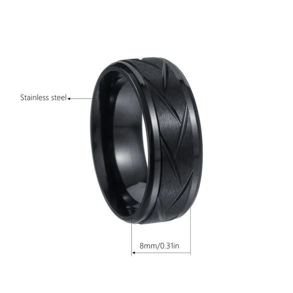 Casual Simple Style Solid Color 201 Stainless Steel Black Plated Men'S Rings