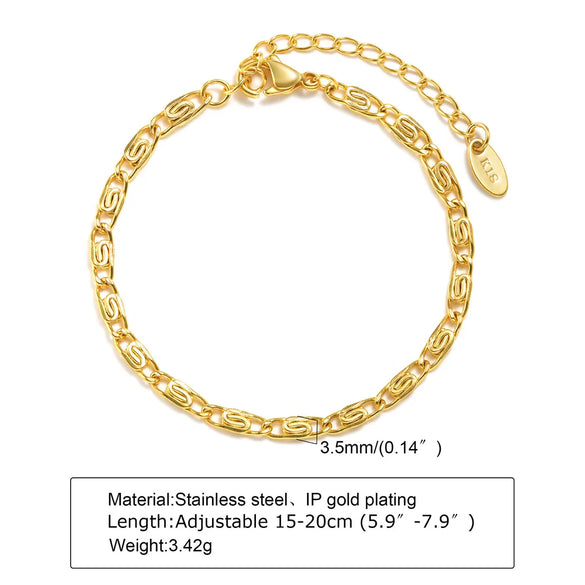 Casual Simple Style Solid Color 304 Stainless Steel 18K Gold Plated Bracelets In Bulk