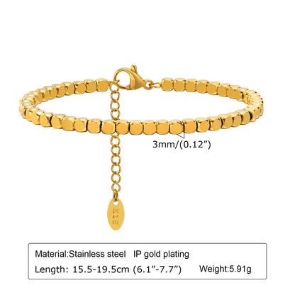 Casual Simple Style Solid Color 304 Stainless Steel 18K Gold Plated Bracelets In Bulk