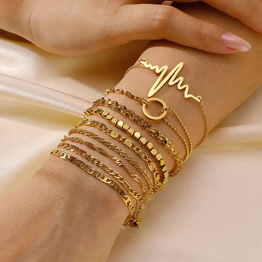 Casual Simple Style Solid Color 304 Stainless Steel 18K Gold Plated Bracelets In Bulk