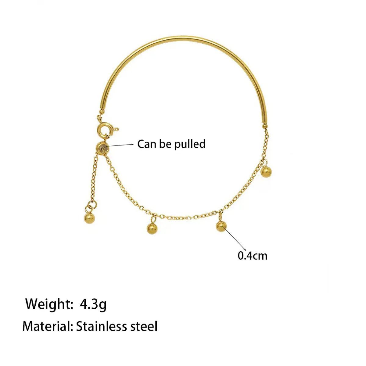 Casual Simple Style Solid Color 304 Stainless Steel 18K Gold Plated Bracelets In Bulk