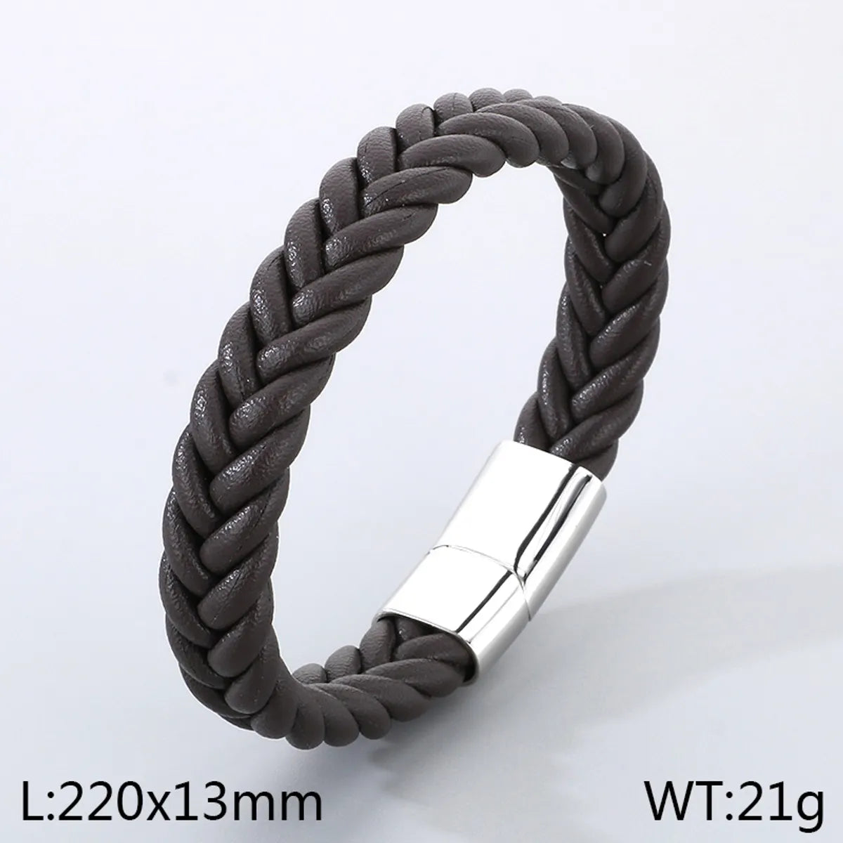 Casual Simple Style Solid Color 304 Stainless Steel Cowhide Leather Braid Men'S Bangle