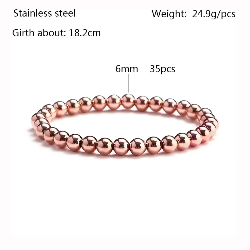 Casual Simple Style Solid Color 304 Stainless Steel Rose Gold Plated Bracelets In Bulk