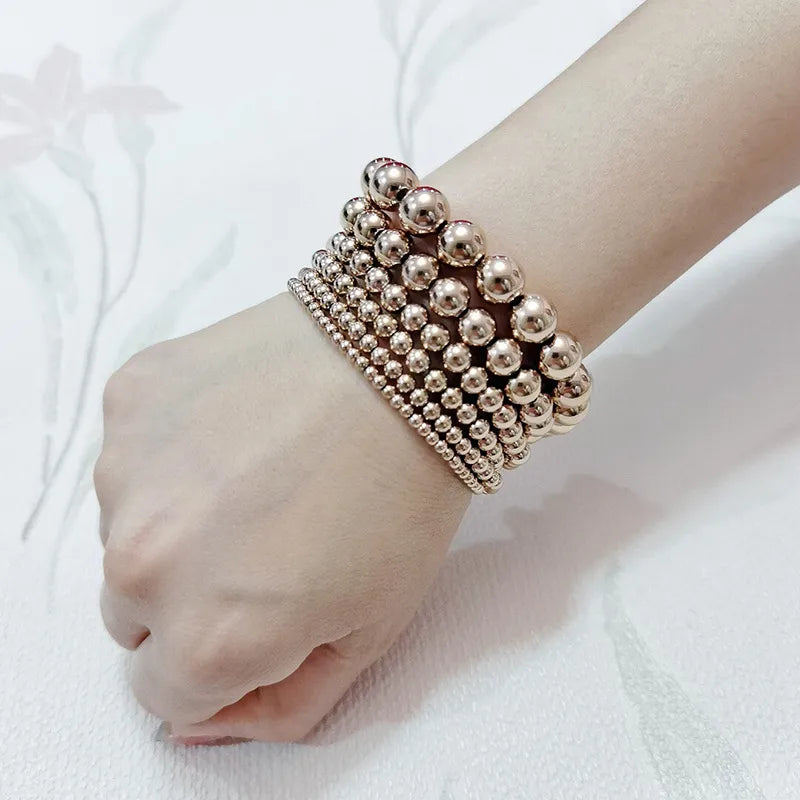 Casual Simple Style Solid Color 304 Stainless Steel Rose Gold Plated Bracelets In Bulk